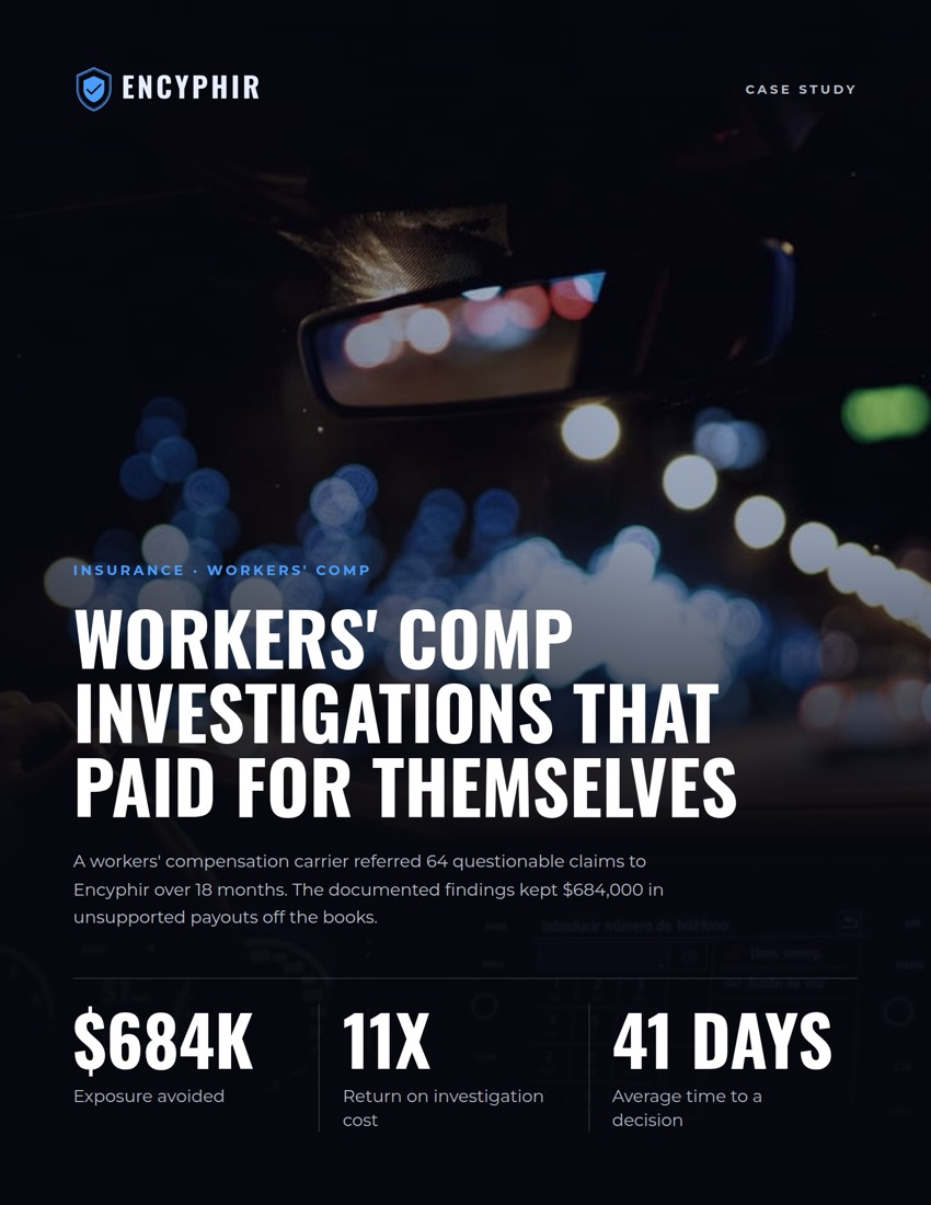 Cover page of the Workers' comp investigations that paid for themselves PDF