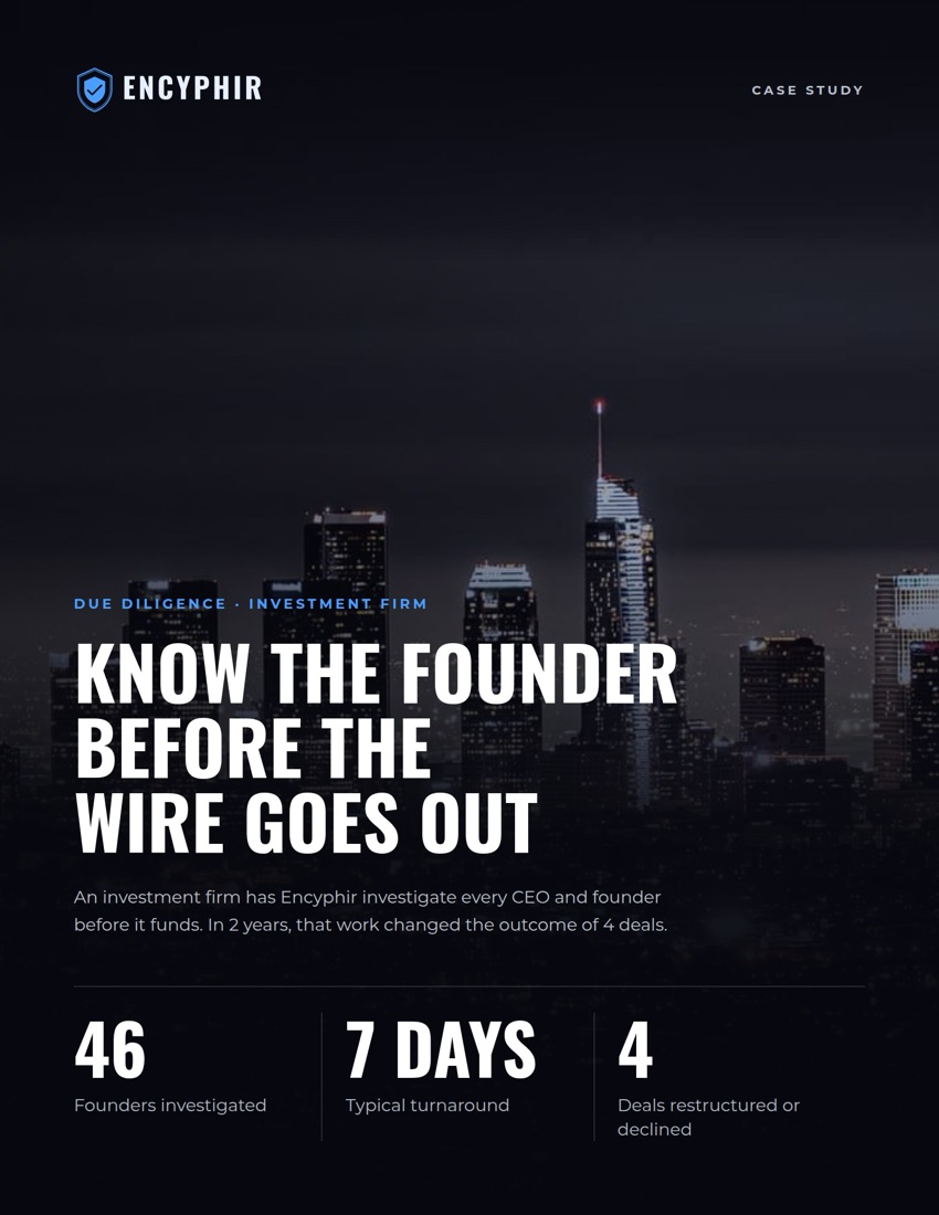 Cover page of the Know the founder before the wire goes out PDF